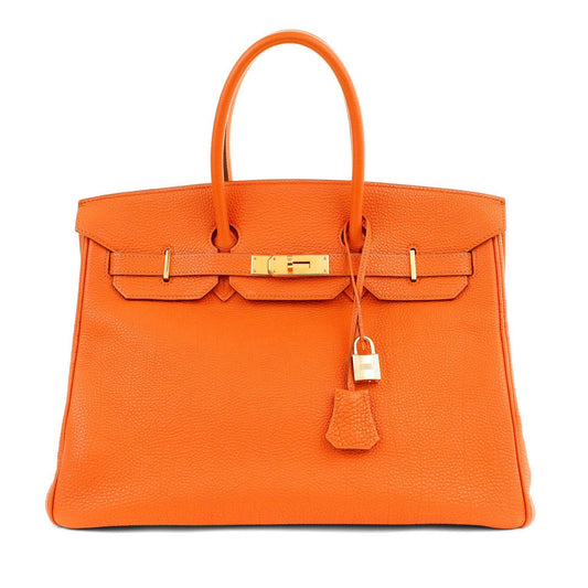 Luxury Hermes 35cm Orange Togo Birkin w/ Gold Hardware