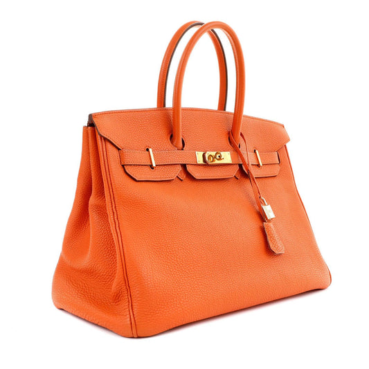 Luxury Hermes 35cm Orange Togo Birkin w/ Gold Hardware