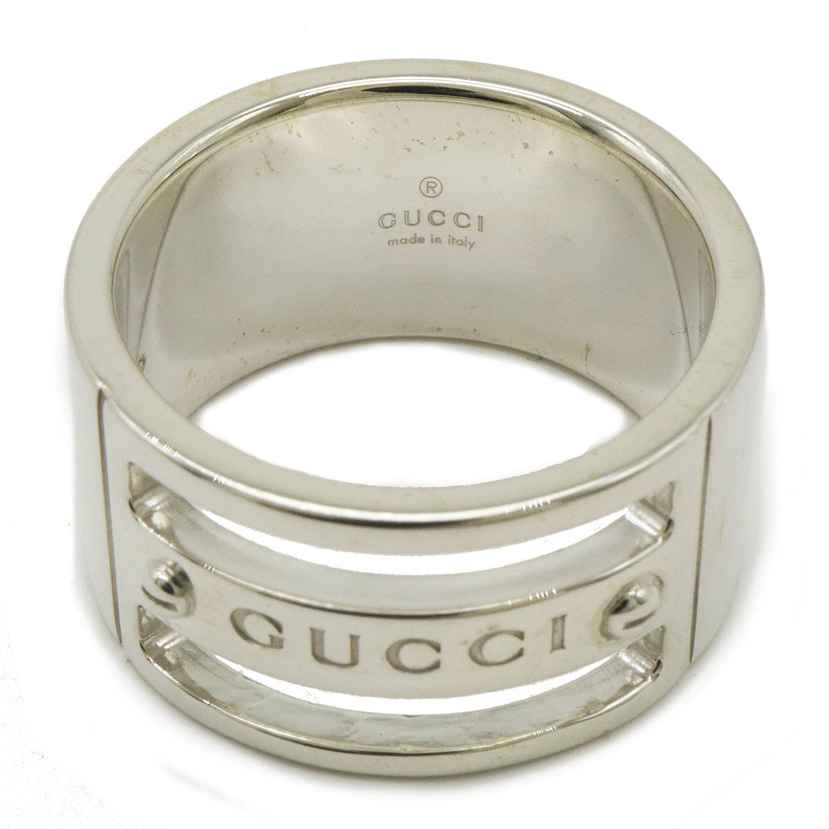 Luxury Gucci Trending 2025 Silver Logo Wide Ring
