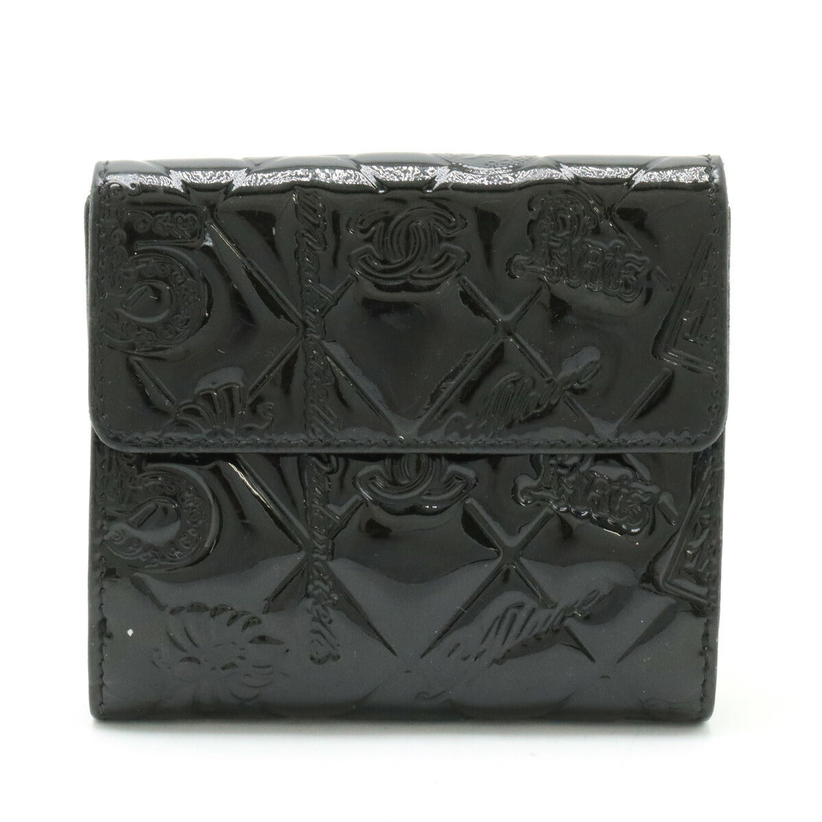 Chanel Patent Leather Icon Charm Wallet A48053