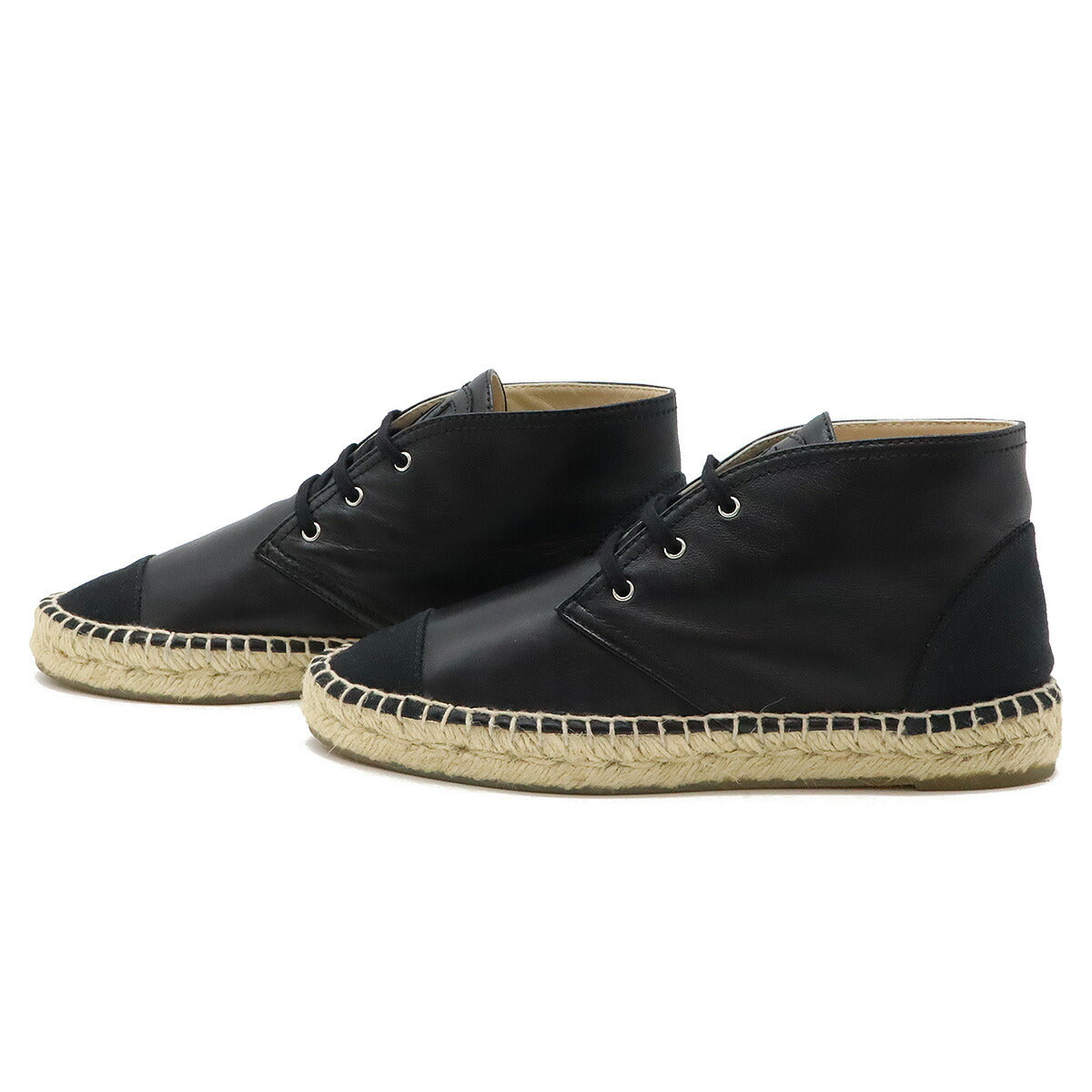 Chanel Coco Espadrille Chukka Boots Leather Canvas