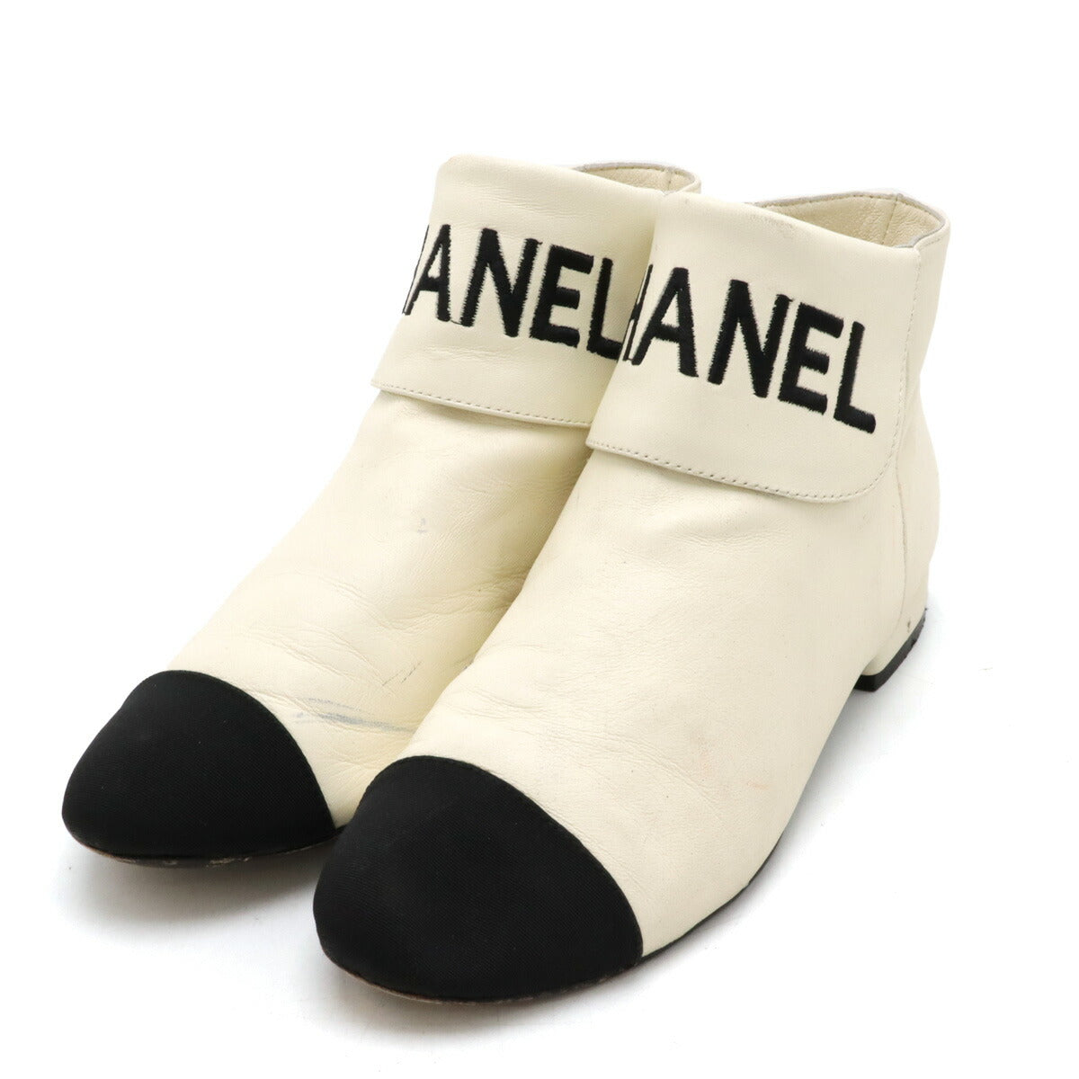 Chanel Fabric Logo Short Boots Leather