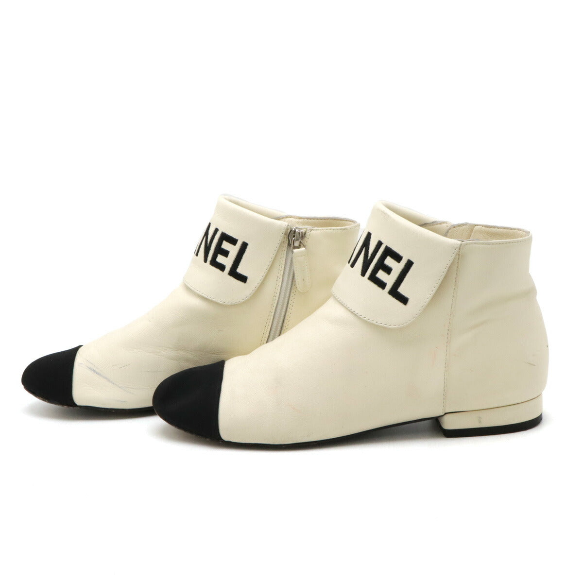 Chanel Fabric Logo Short Boots Leather