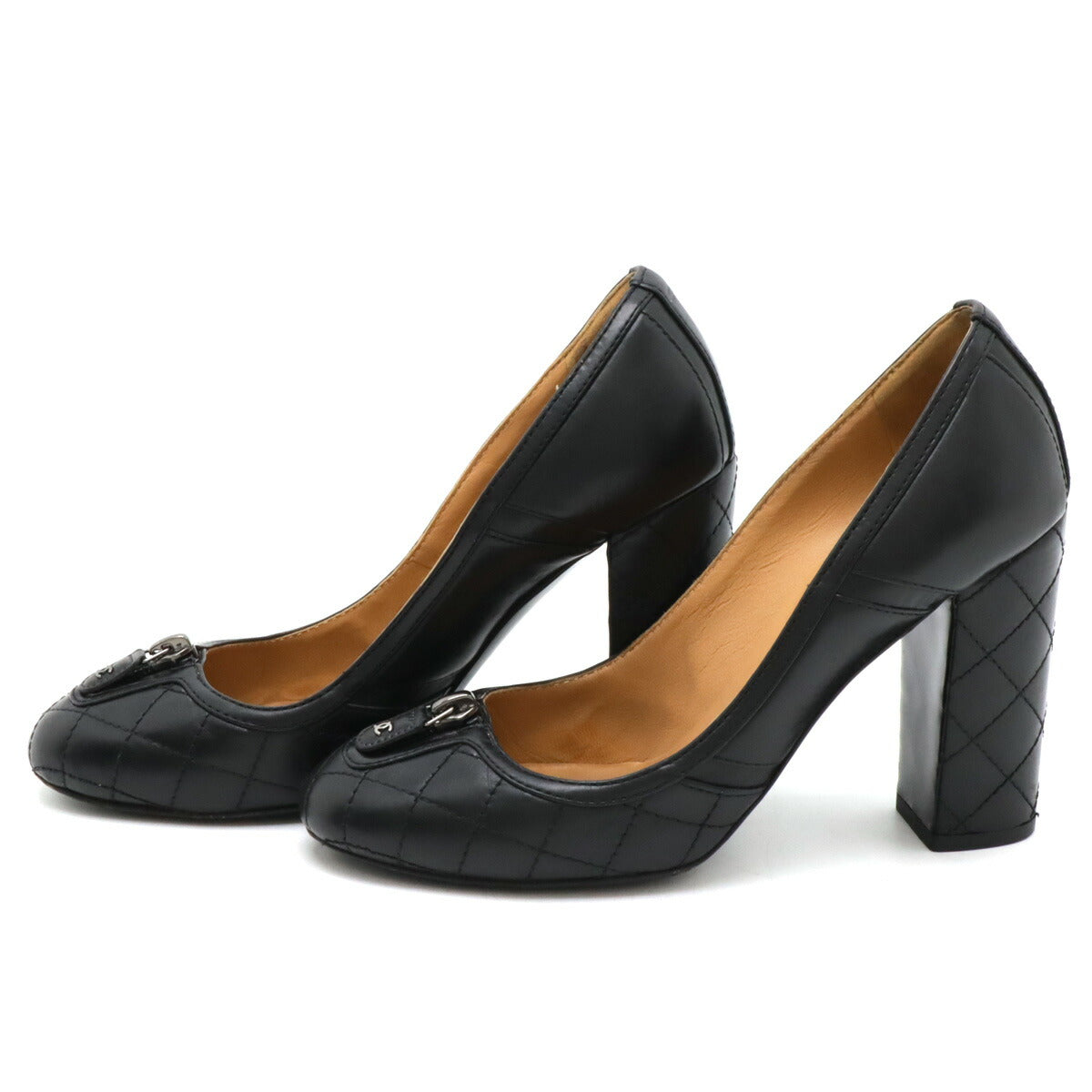 Chanel Leather Matelasse Zip Pumps Black