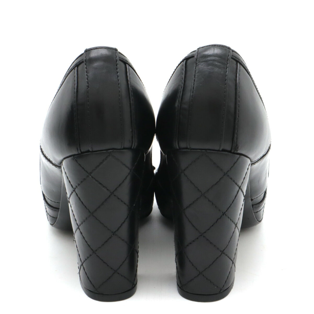 Chanel Leather Matelasse Zip Pumps Black