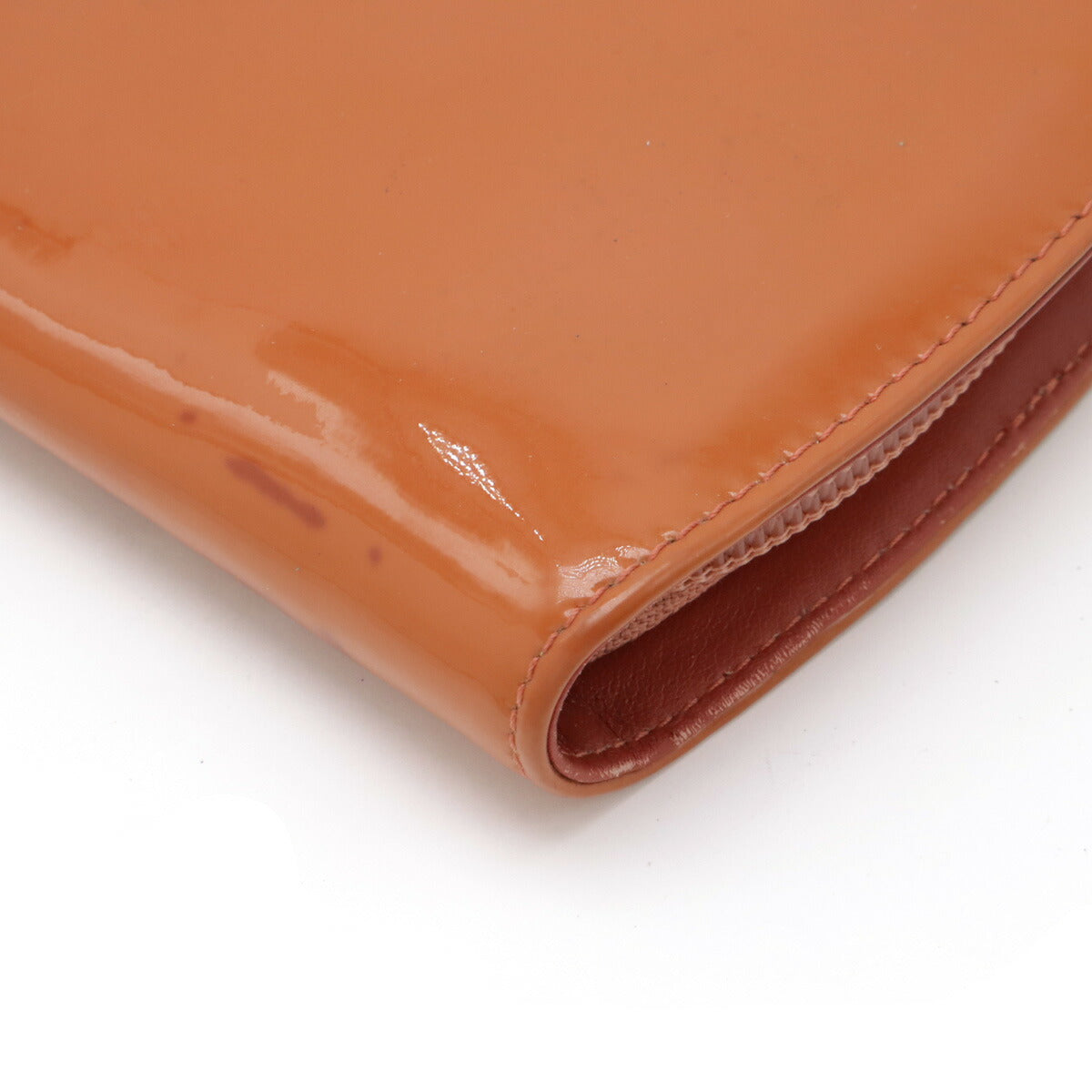 Chanel Patent Leather Round Zip Wallet Orange