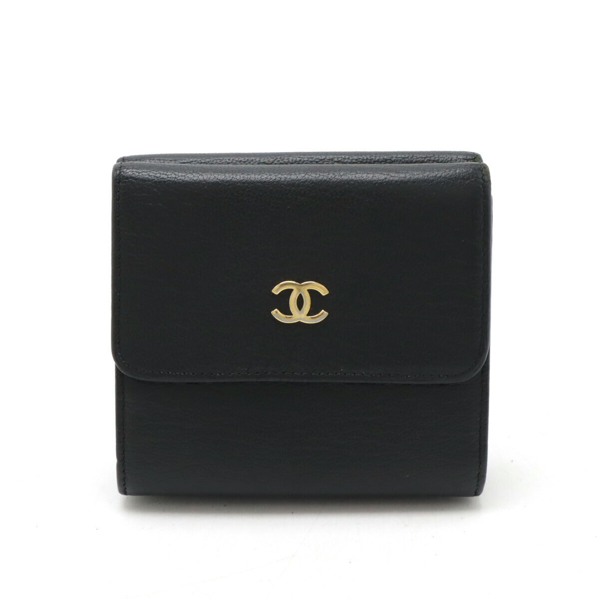 Chanel Leather Tri-Fold Wallet Black