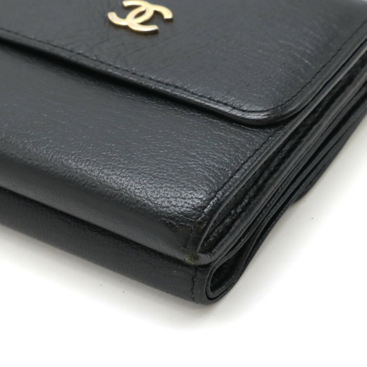 Chanel Leather Tri-Fold Wallet Black