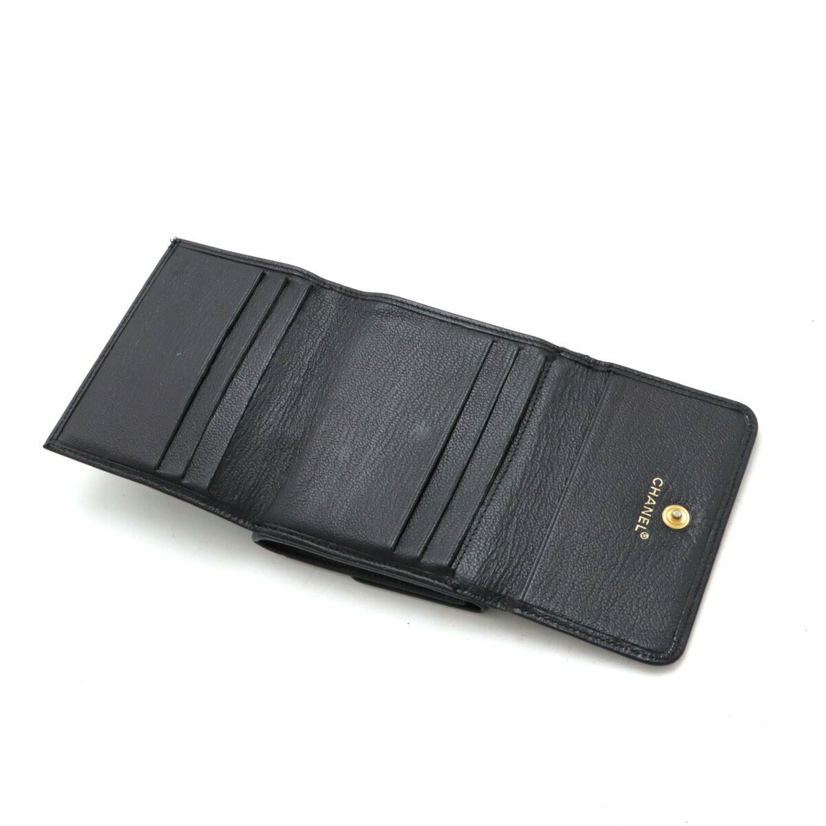 Chanel Leather Tri-Fold Wallet Black