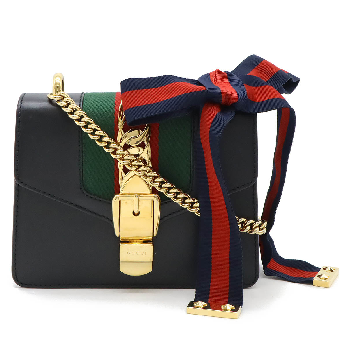 Luxury Gucci Trending 2025 Sylvie Leather Mini Chain Bag Black
