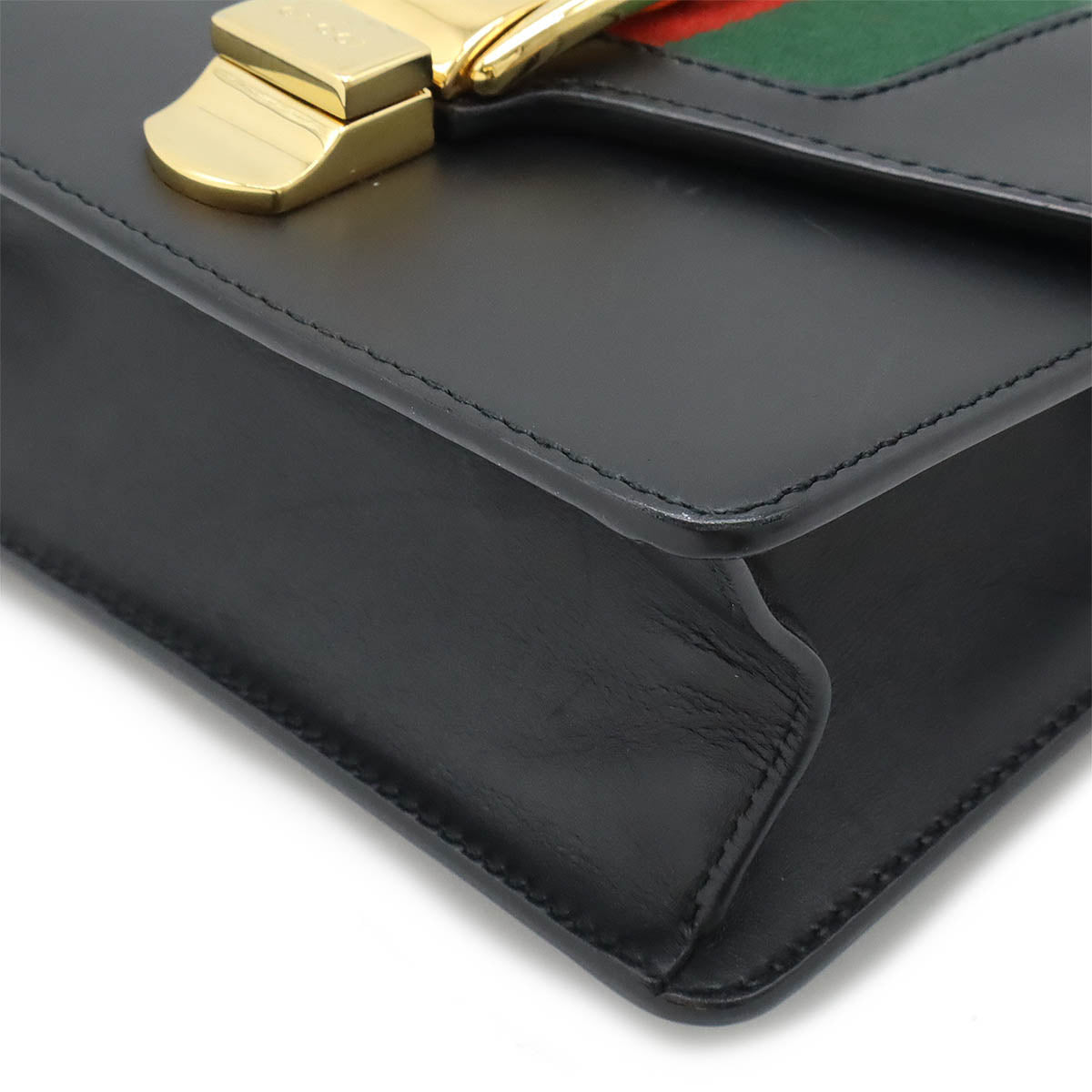 Luxury Gucci Trending 2025 Sylvie Leather Mini Chain Bag Black