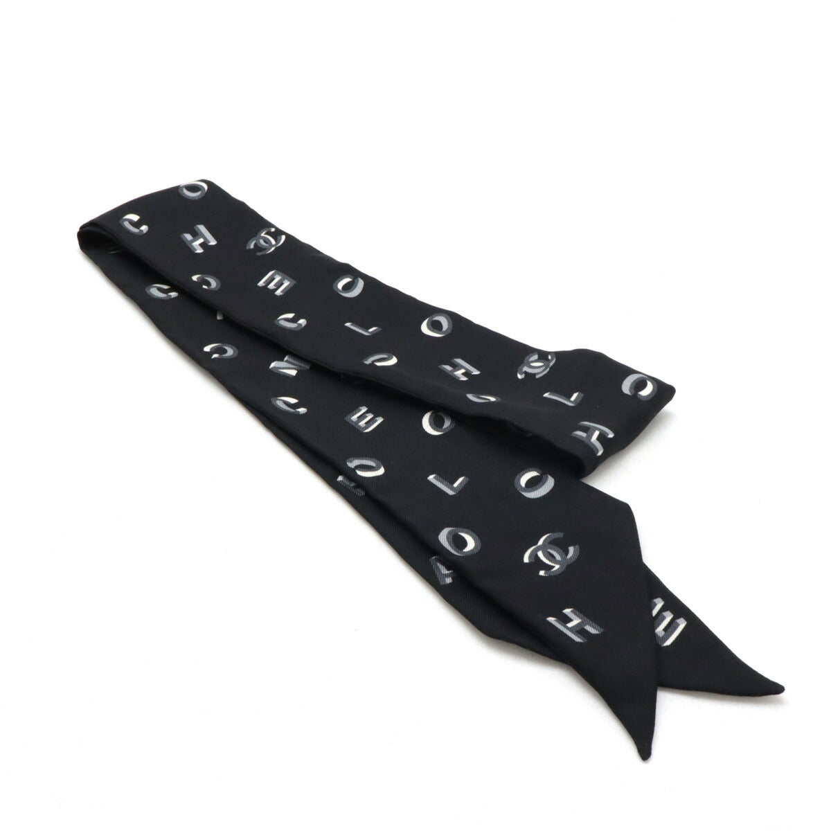 Chanel Silk Logo Scarf Black
