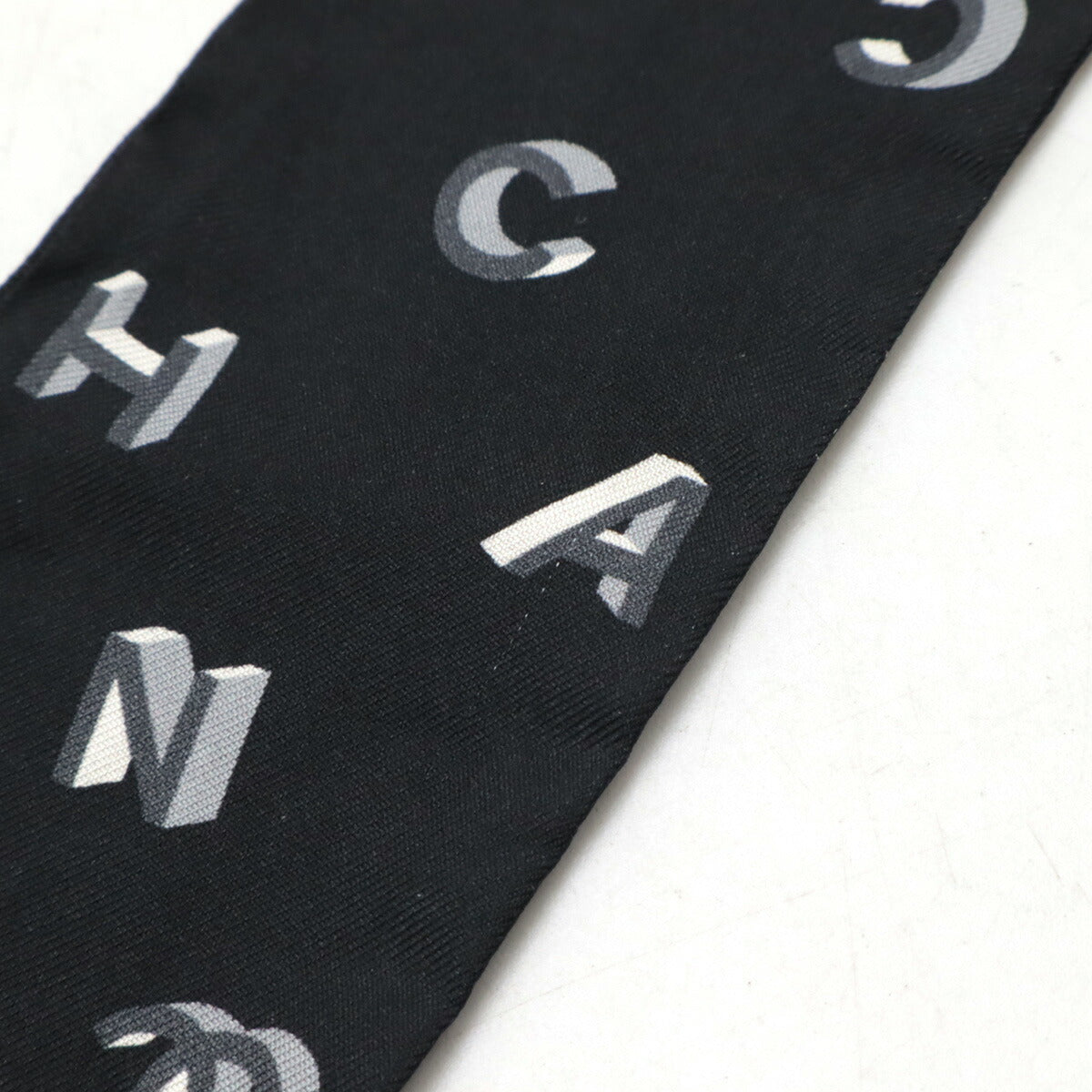 Chanel Silk Logo Scarf Black