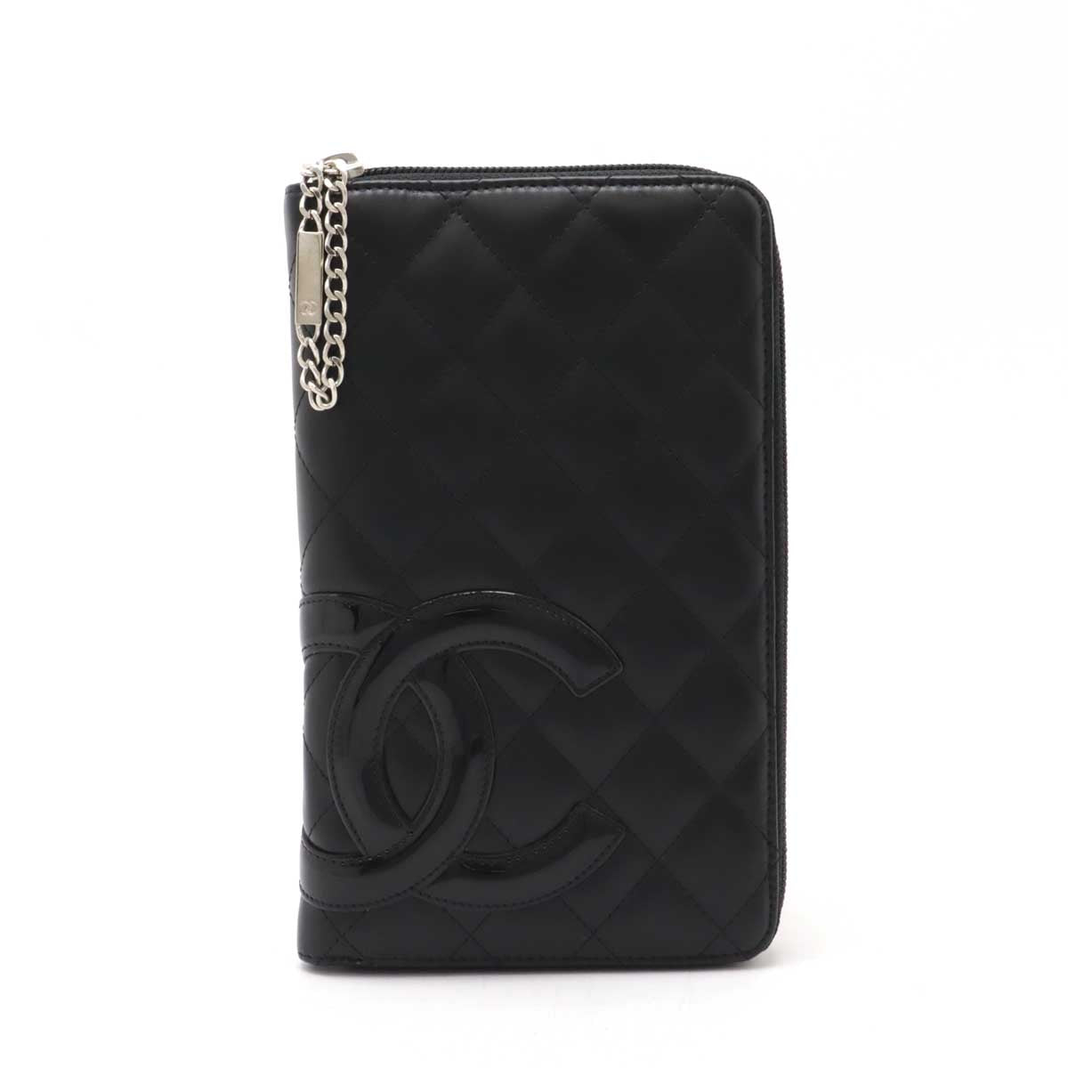 Chanel Cambon Line Leather Wallet Black Pink