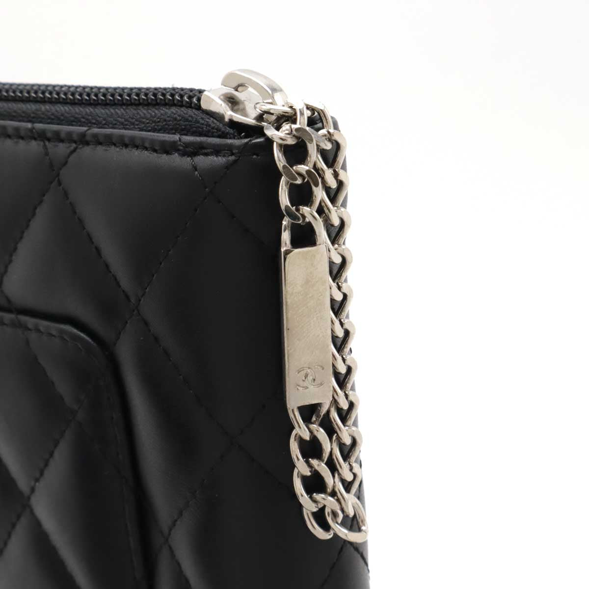 Chanel Cambon Line Leather Wallet Black Pink