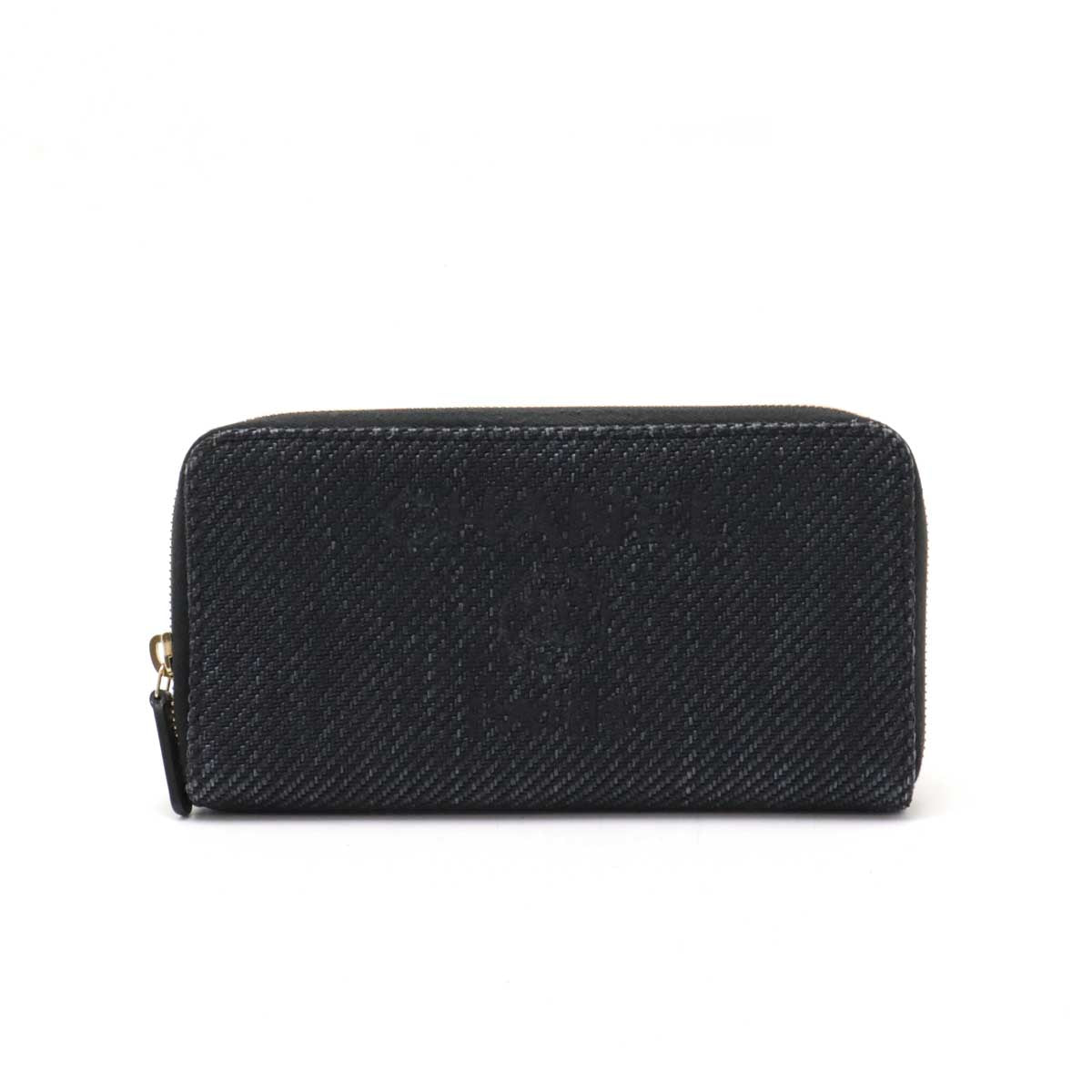 Chanel Deauville Line Zip Wallet Straw Canvas Leather