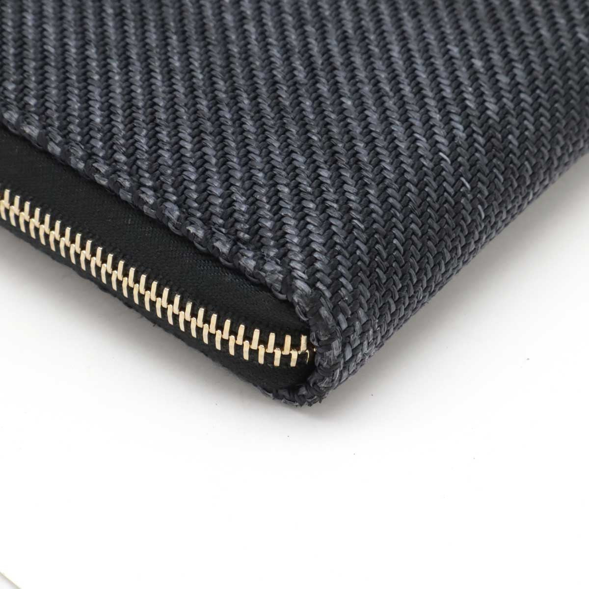 Chanel Deauville Line Zip Wallet Straw Canvas Leather