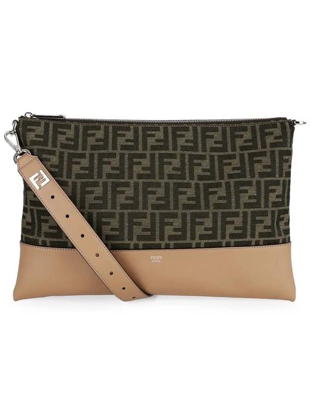 Luxury Fendi FF Diagonal Leather Cross Bag Brown