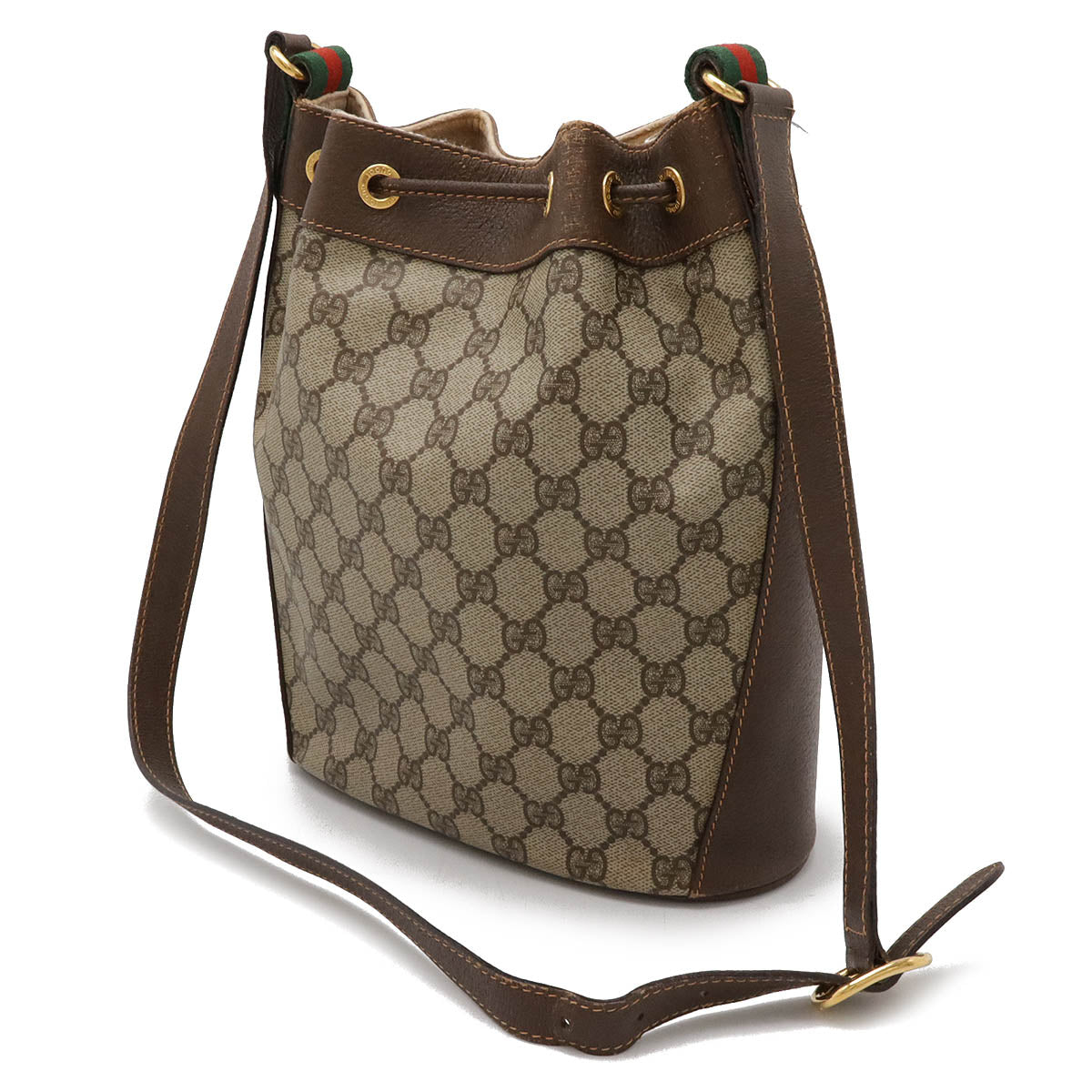 Gucci GG Plus Drawstring Shoulder Bag PVC Leather