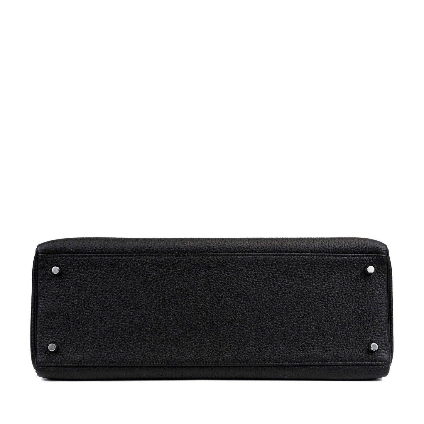 Luxury Hermes 40cm Black Togo Kelly w/ Palladium Hardware