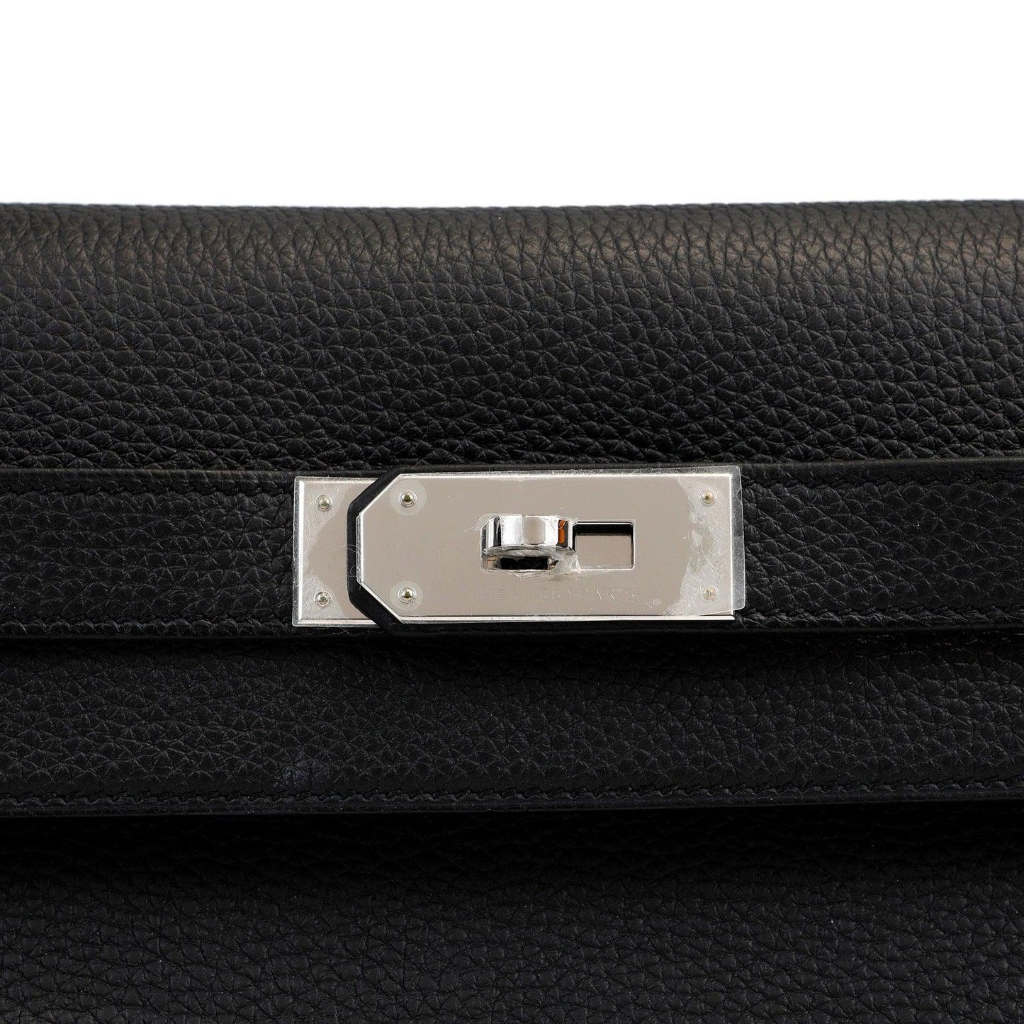 Luxury Hermes 40cm Black Togo Kelly w/ Palladium Hardware
