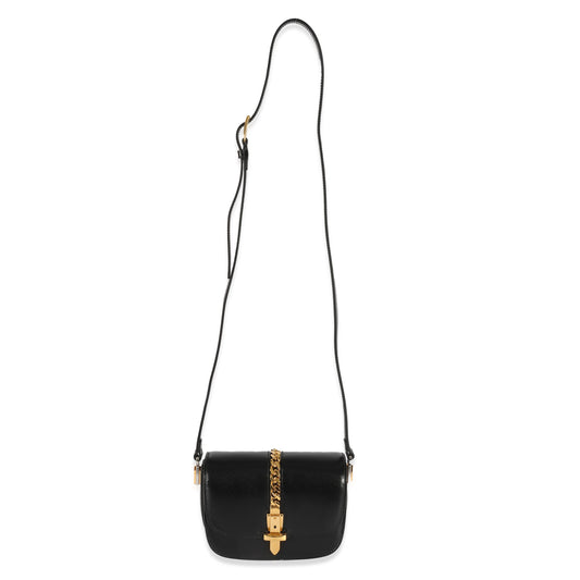 Luxury Gucci Trending 2025 Black Leather Sylvie 1969 Mini Bag