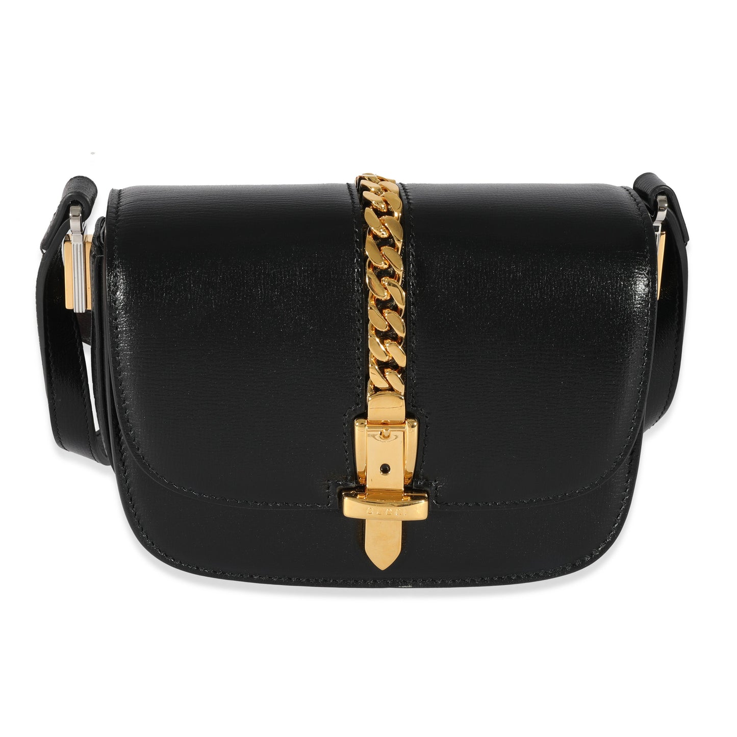 Luxury Gucci Trending 2025 Black Leather Sylvie 1969 Mini Bag