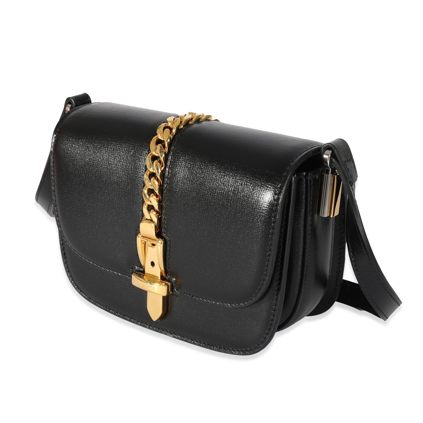 Luxury Gucci Trending 2025 Black Leather Sylvie 1969 Mini Bag