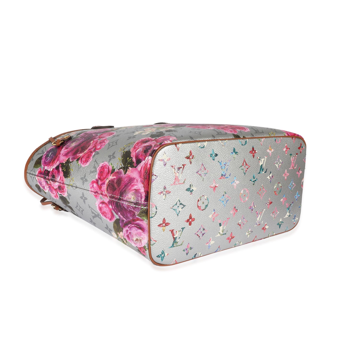 Louis Vuitton Grey Pink Metallic Monogram Garden Neverfull MM