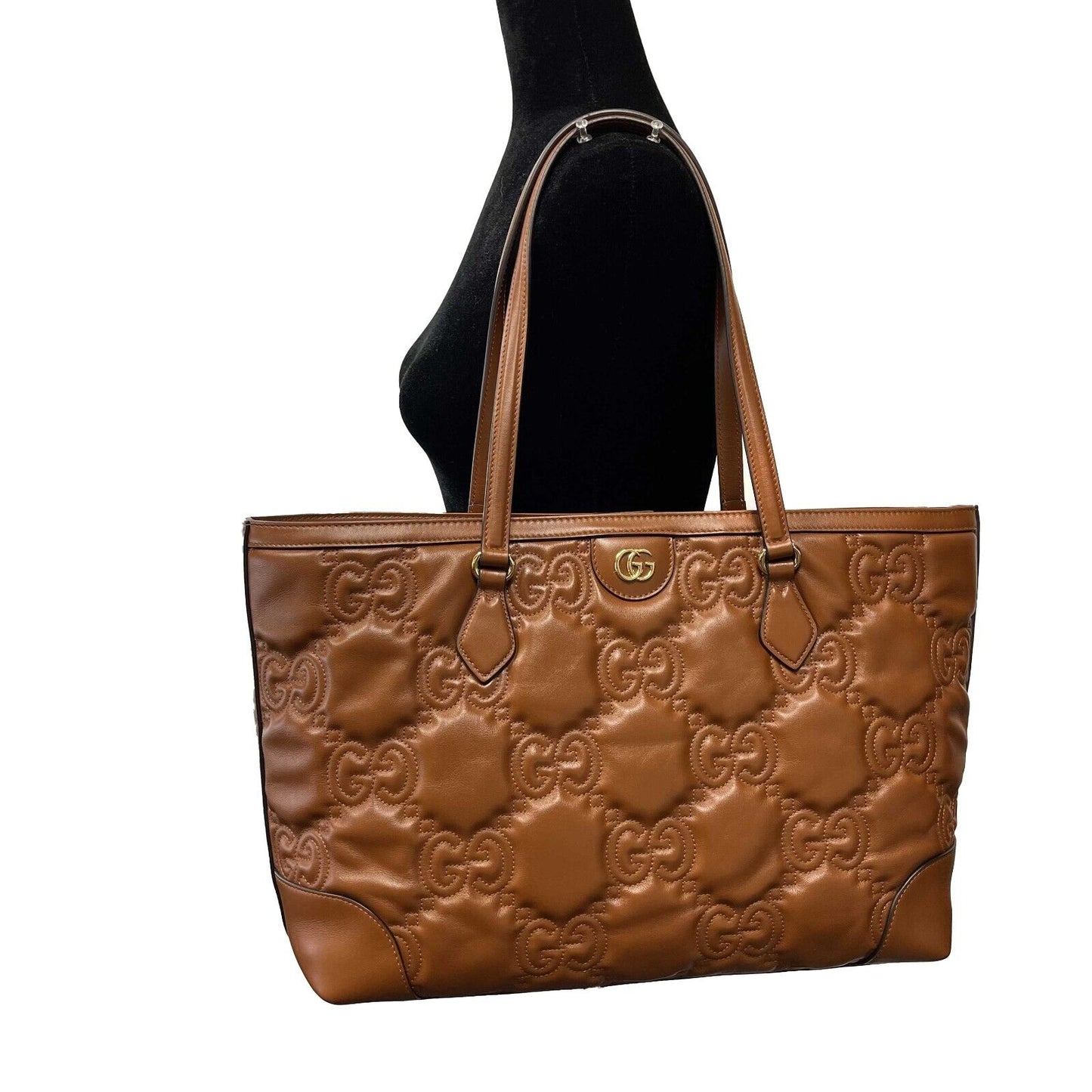 Luxury Gucci - NEW Embossed GG Matelasse Brown Shoulder Tote
