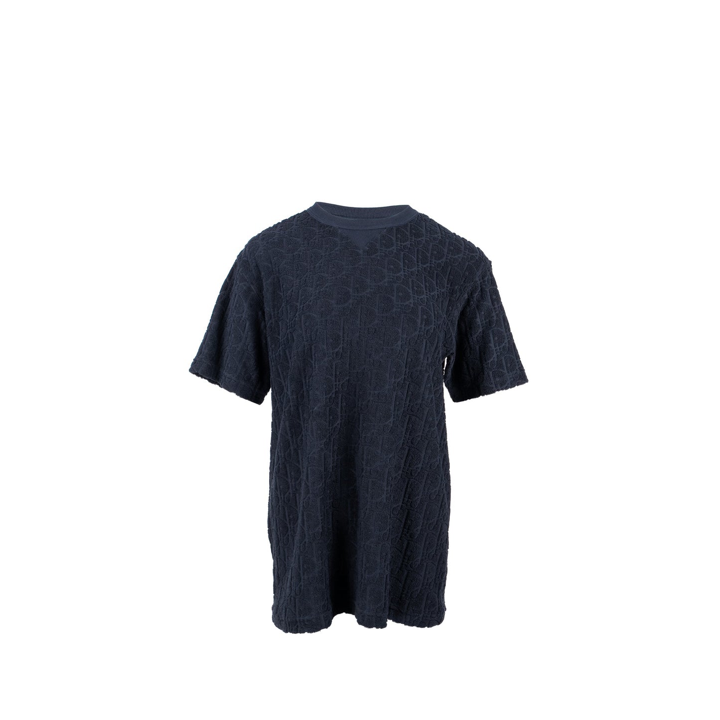Luxury Dior Size XS Oblique Relaxed-Fit T-Shirt Cotton Jacquard Navy Blue Terry