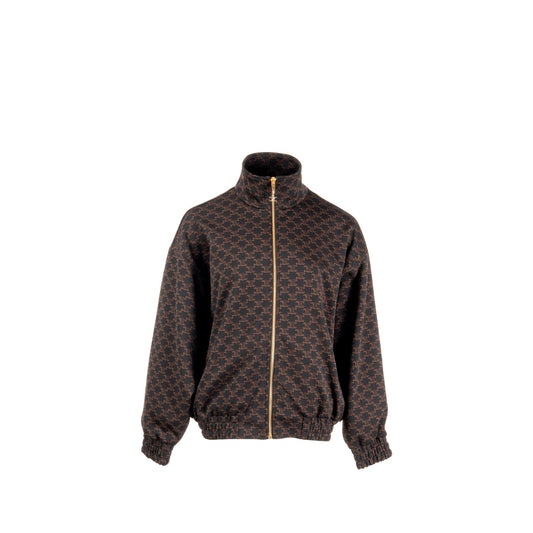 Celine Size M Triomphe Bomber Jacket Polyester Black / Brown