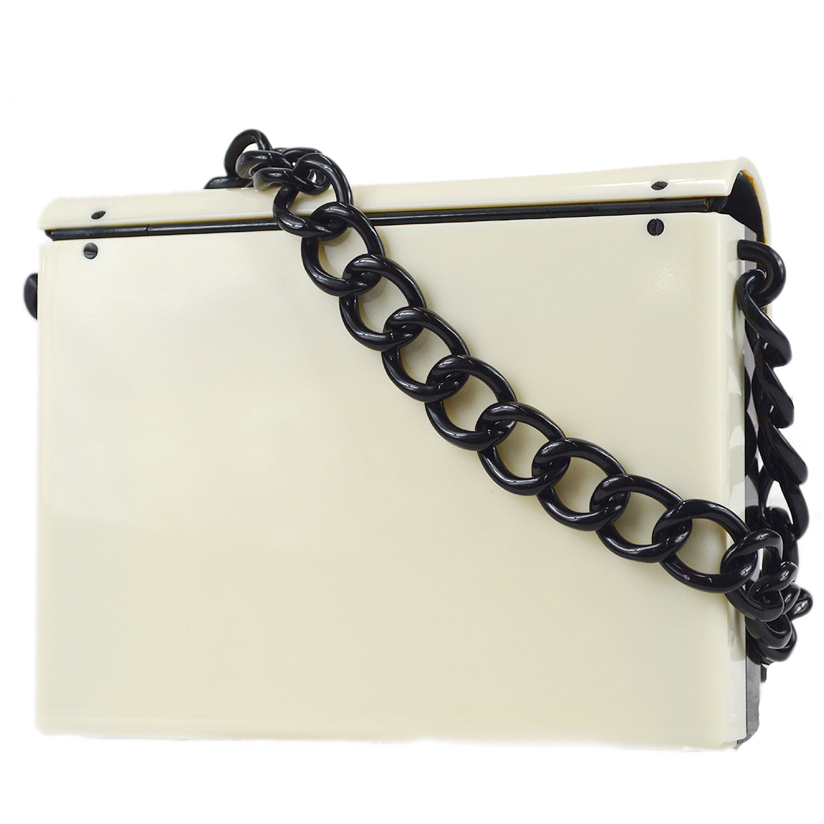Luxury Chanel 2000-2001 Acrylic Chain Flap Bag Mini Black White