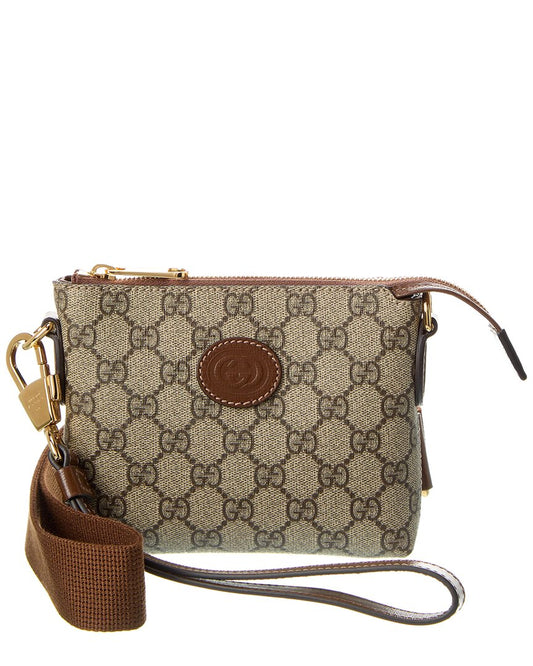 Luxury Gucci Trending 2025 Interlocking G GG Supreme Canvas & Leather Shoulder Bag