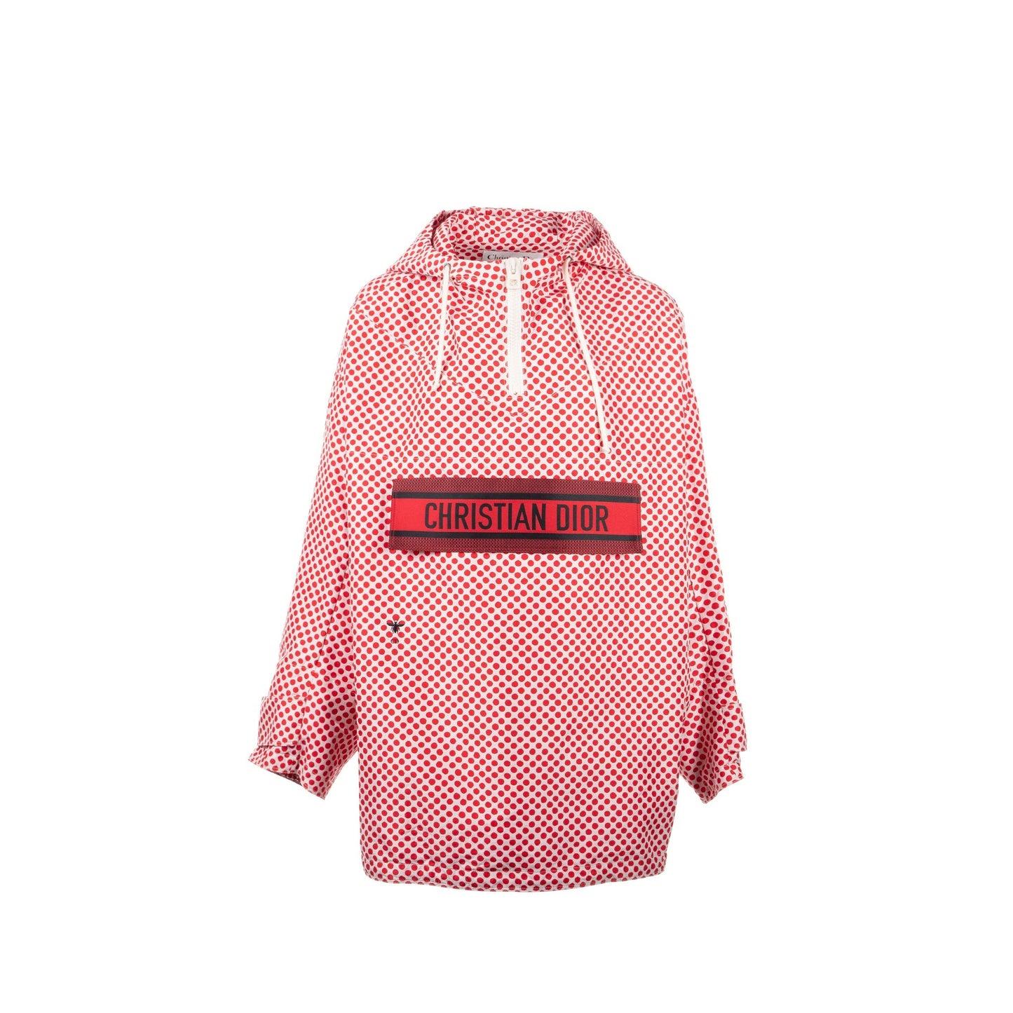 Luxury Dior Size M Christian Luxury Dior Signature Band Hooded Anorak Coat Polyester Red/White