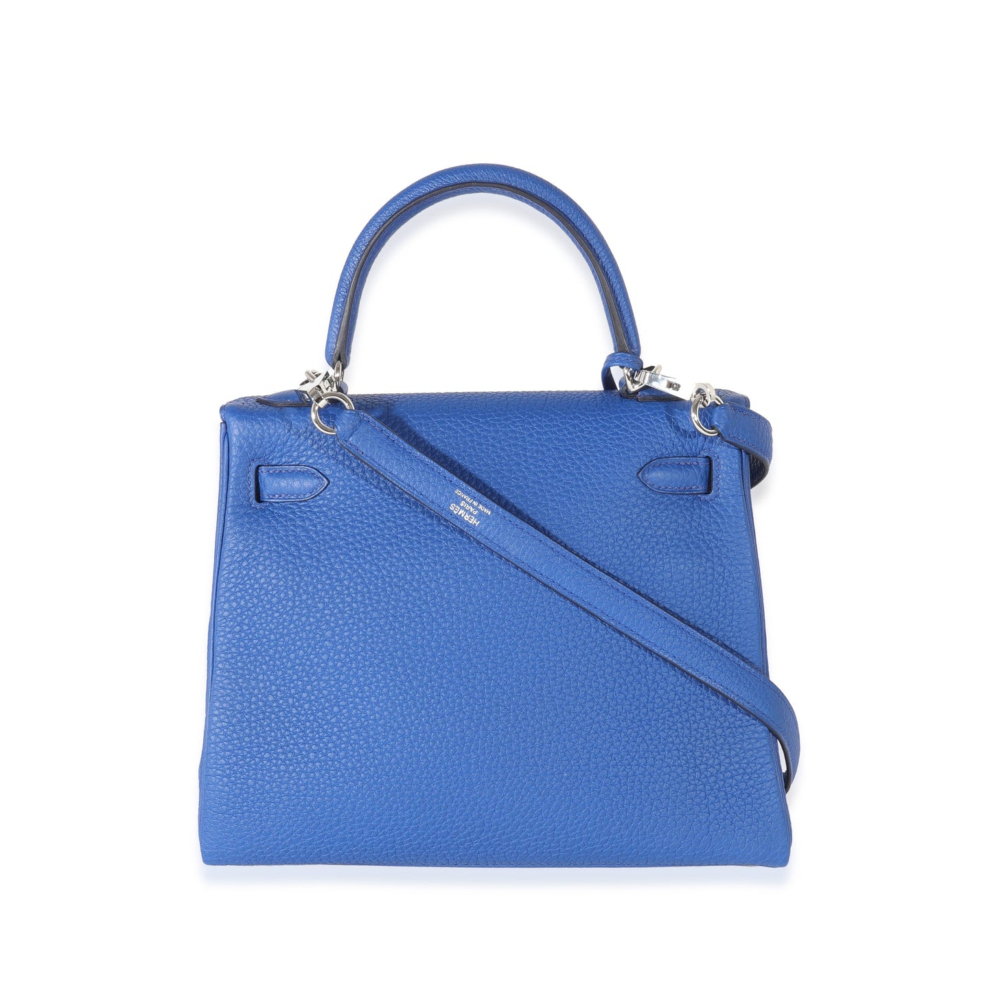 Luxury Hermes Bleu Royal Togo Kelly Retourne 25 PHW