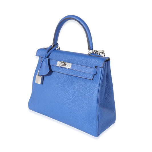 Luxury Hermes Bleu Royal Togo Kelly Retourne 25 PHW