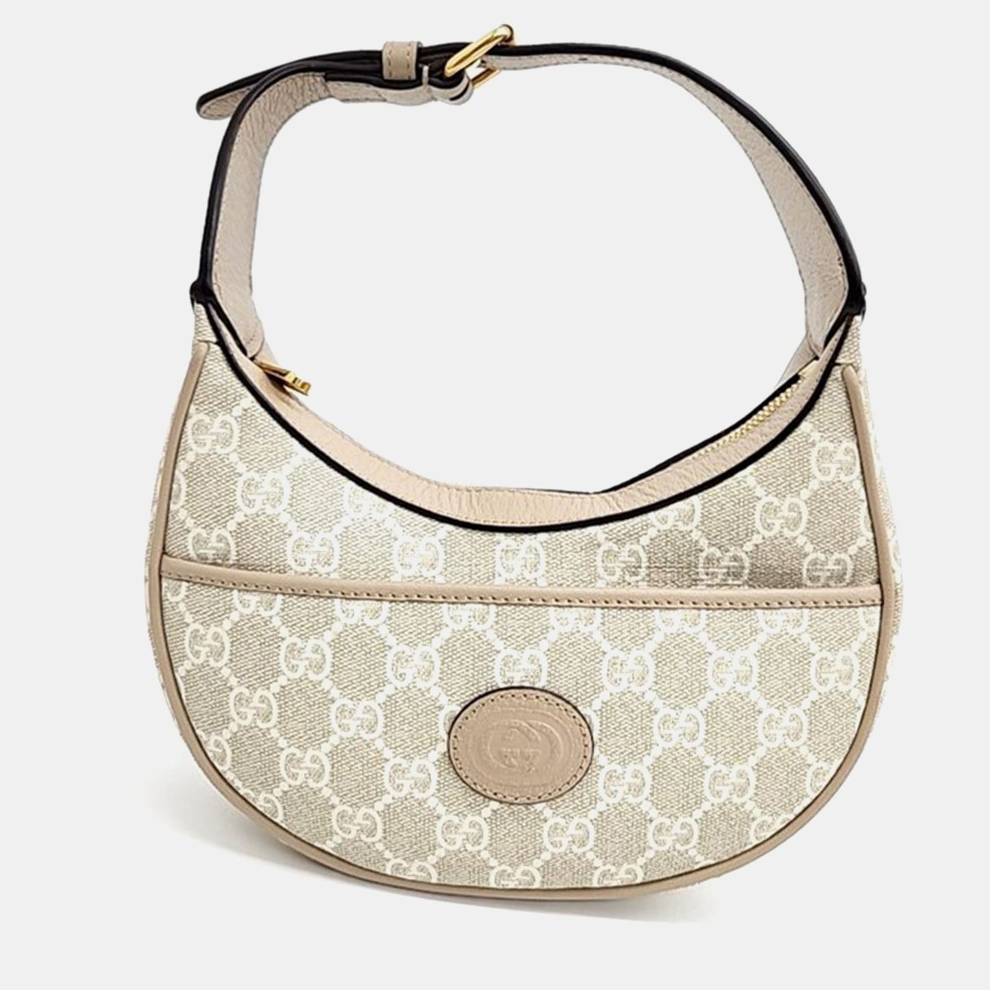 Luxury Gucci Trending 2025 Beige GG Canvas Mini Half Moon Shoulder Bag