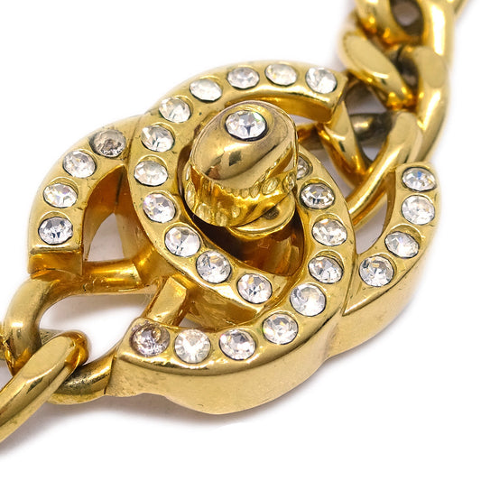 Luxury Chanel Turnlock Rhinestone Gold Chain Bracelet 96A