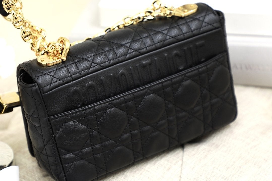 Luxury DiorSMALL CARO BAG BALCK SUPPLE CANNAGE CALFSKIN