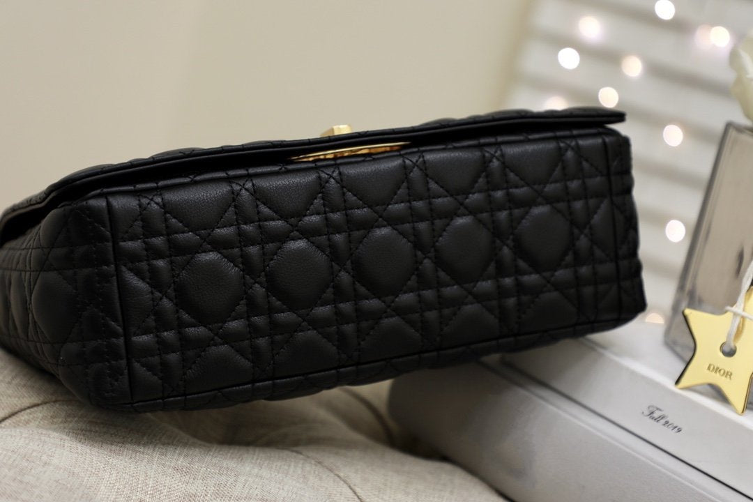 Luxury DiorLARGE CARO BAG 28 BLACK SUPPLE CANNAGE CALFSKIN