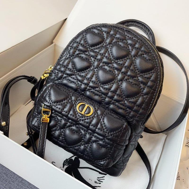 Luxury DiorSMALL BACKPACK BLACK CANNAGE LAMBSKIN