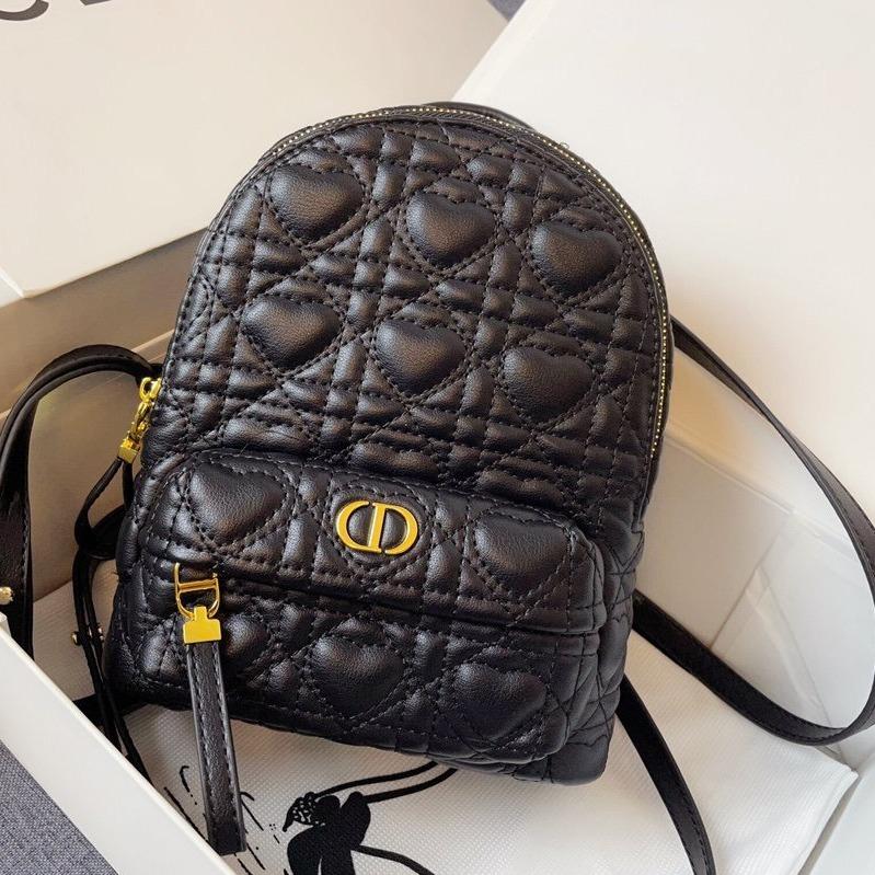 Luxury DiorSMALL BACKPACK BLACK CANNAGE LAMBSKIN