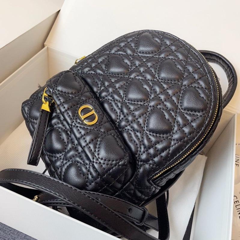Luxury DiorSMALL BACKPACK BLACK CANNAGE LAMBSKIN