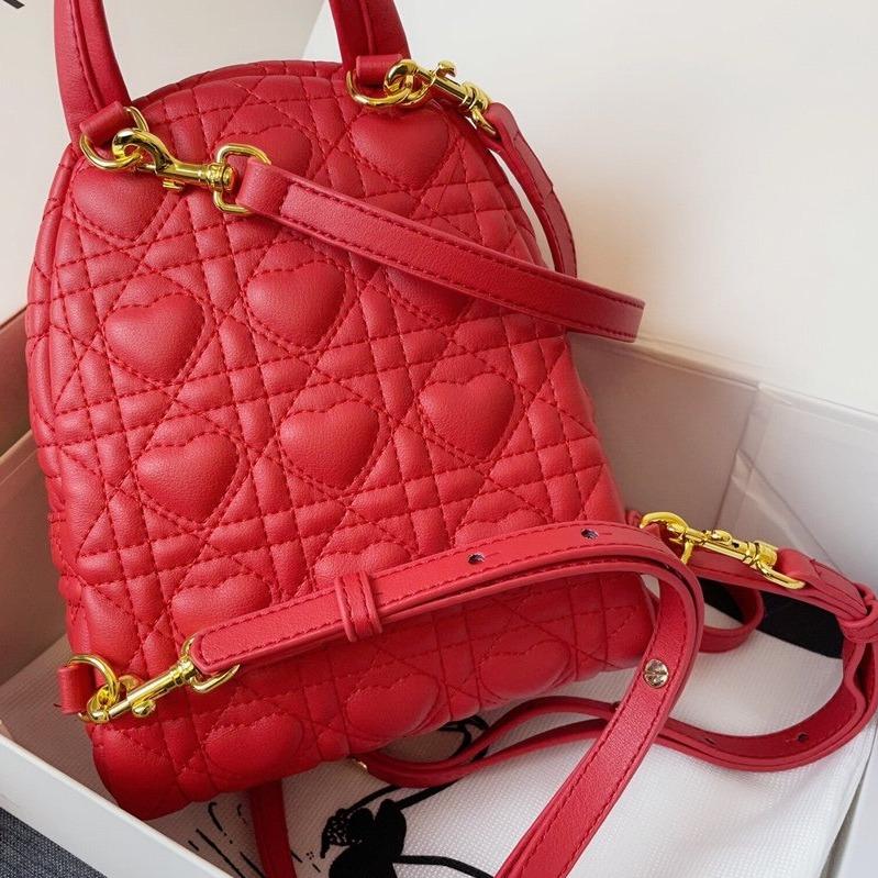 Luxury DiorSMALL BACKPACK RED CANNAGE LAMBSKIN
