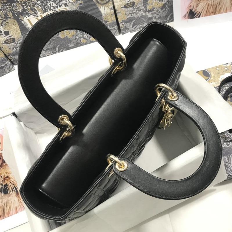 Luxury DiorLARGE LADY BAG 32CM BLACK CANNAGE LAMBSKIN