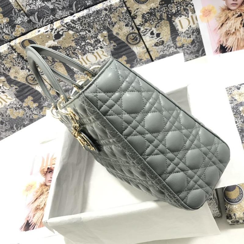 Luxury DiorLARGE LADY BAG 32CM GRAY CANNAGE LAMBSKIN