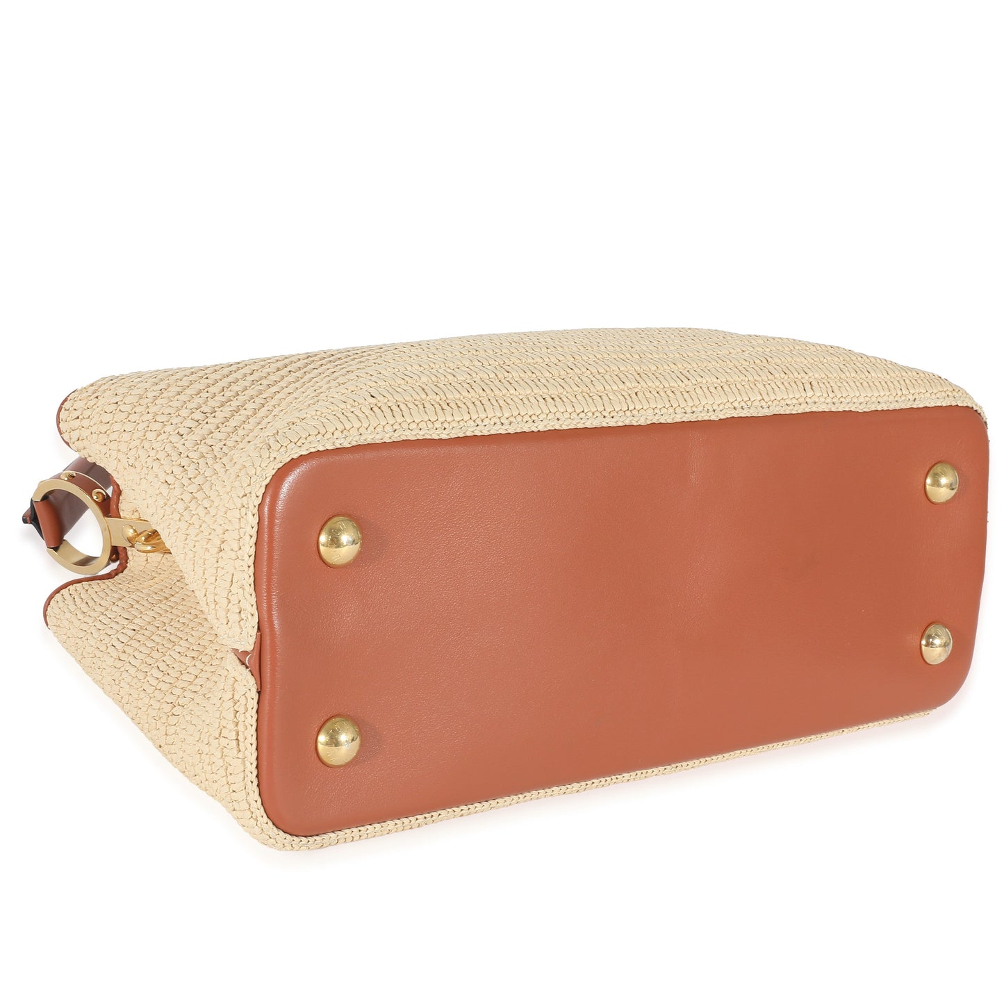 Louis Vuitton Caramel Leather & Beige Raffia Capucines MM