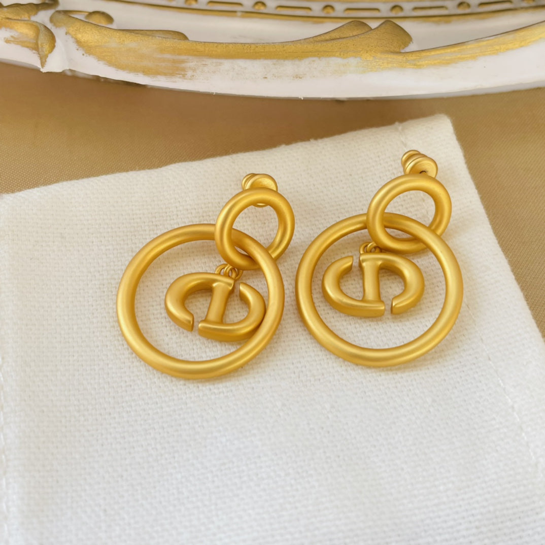 Luxury DiorNAVY EARRINGS GOLD
