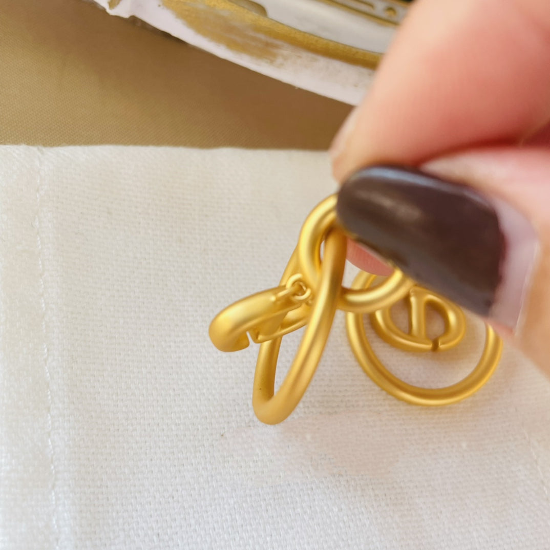 Luxury DiorNAVY EARRINGS GOLD